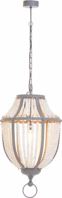 Fifty Five South Orsina Boho Wooden Bead Chandelier in White and Grey