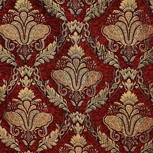 Riva Paoletti Shiraz Large Square Filled Cushion in Red Embroidered Damask Jacquard with Gold Piped Edges, W/D/H: 58 x 58 x 58 cm – 3