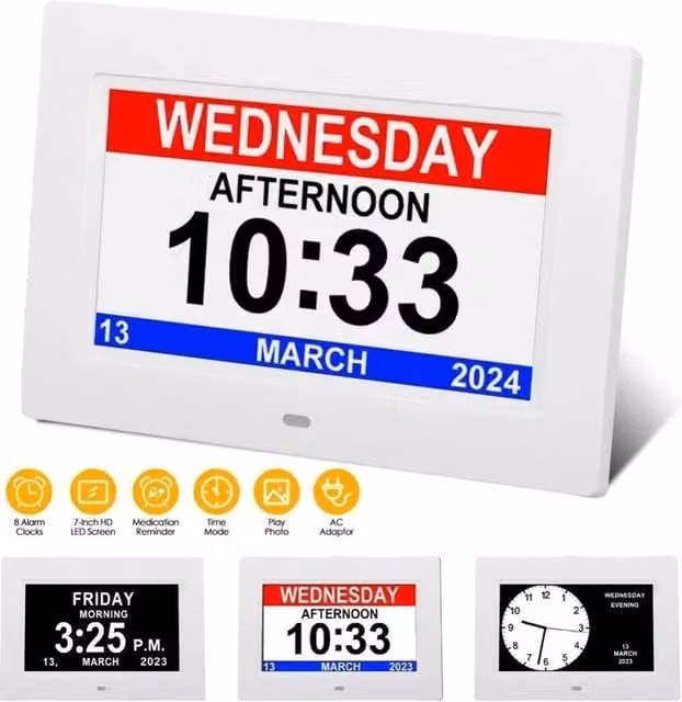 NESTLUNE LED Electric Digital Alarm Clock with Mirror Display, White, W: 100 cm, H: 15 cm, D: 1.5 cm – 1