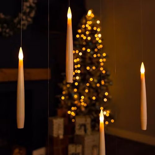 Samuel Alexander Set of 10 Floating Beige Battery Operated LED Candles with Remote Control and Flicker Effect, 15 cm – 2