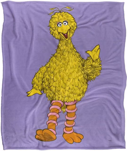 LOGOVISION Sesame Street Big Bird White Super Soft Fleece Throw Blanket W/D/H: 152 x 127 cm