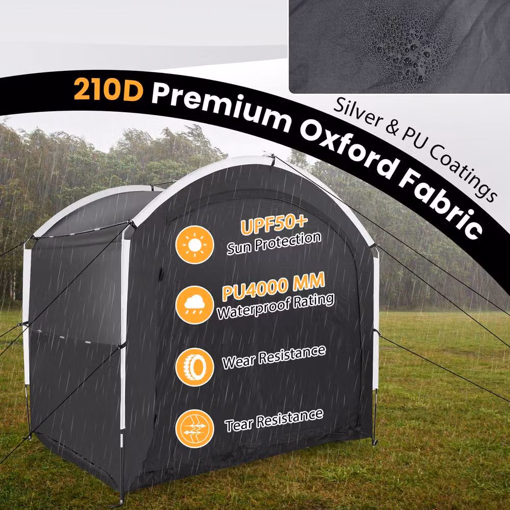 Gymax Portable Bike Storage Shed Tent in Black with Mesh Ventilation, W: 220 cm, H: 190 cm – 8