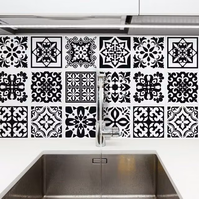 Walplus Black Wall Tile Stickers, 24 Pack, W/D/H: 15 x 15 x 15 cm