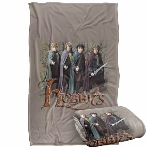Warner Bros. Lord of the Rings Hobbits Silky Touch Super Soft Fleece Throw Blanket, Multicolour