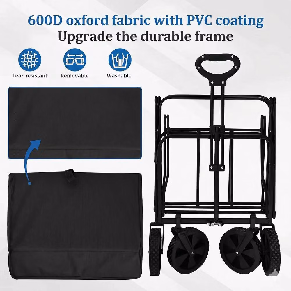 Dragodirect Foldable Wagon Cart with Adjustable Handle in Black – 6