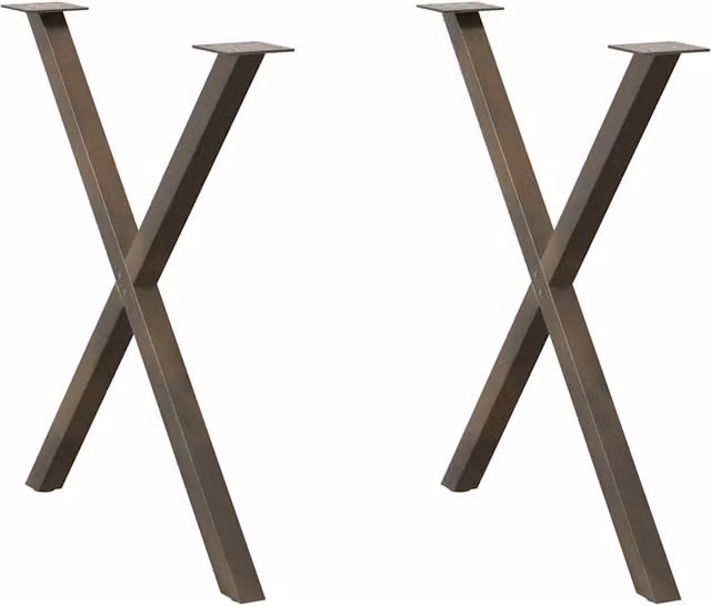 Berkfield Home X-Shaped Dining Table Legs, 2 Pieces, Brown Steel, H: 72.5 cm x W: 80 cm – 1