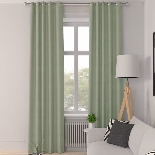 Simply Collection Iowa Silk Essence Made to Measure Blackout Eyelet Curtain Panel in Moonstone