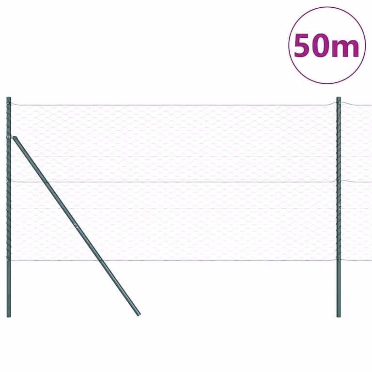 Berkfield Home Hexagon Steel Fence in Grey and Dark Green, W: 50 m, H: 1.2 m