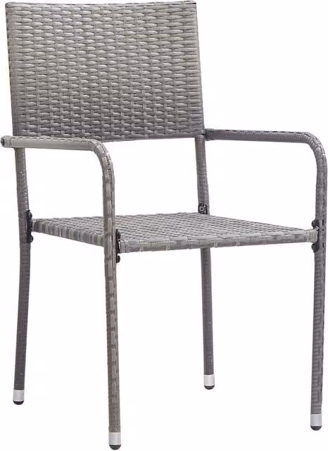 Berkfield Home Stackable Grey Poly Rattan Garden Dining Chairs, 2 Piece Set – 1