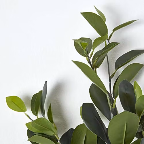 Homescapes Green Artificial Rubber Leaf Faux Foliage Single Stem – 2