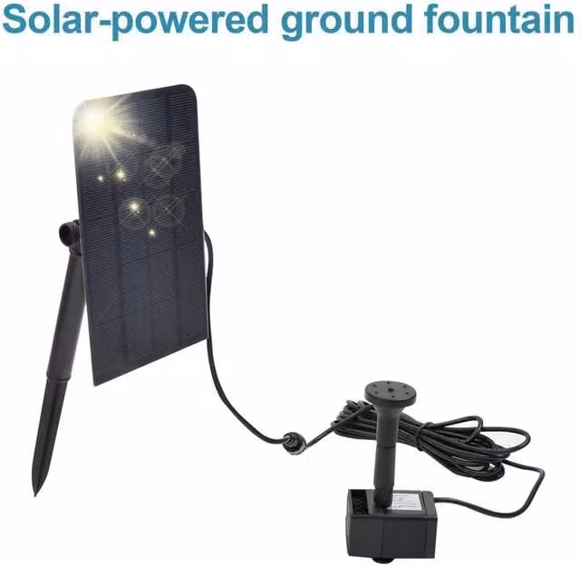 NESTLUNE Solar Powered Garden Pond Fountain Pump Kit in Black