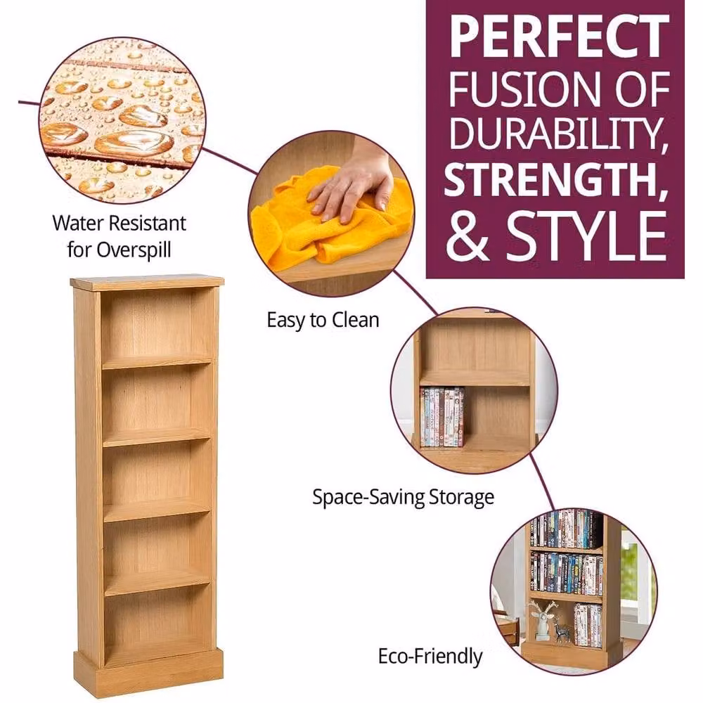 FORGEVIO Wooden Oak DVD and CD Storage Rack in Light Oak – 2