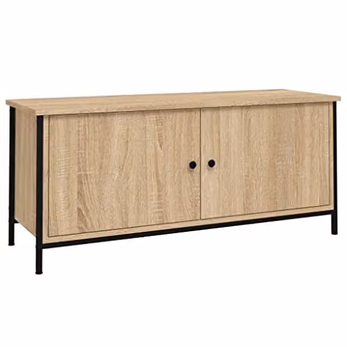 vidaXL Industrial TV Cabinet with Doors in Brown, W/D/H: 102 x 35 x 45 cm