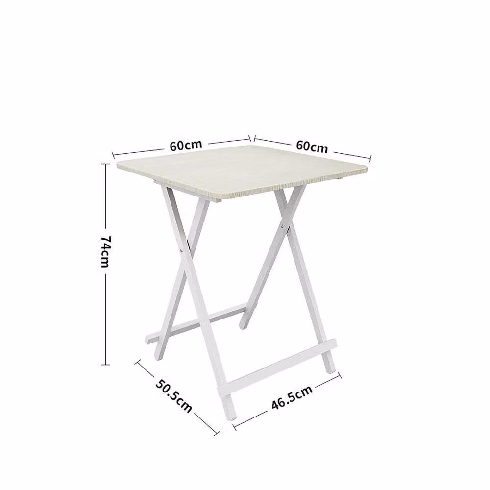 KORVIXA Beige Wooden Square Folding Picnic Dining Table W/D/H: 100 x 100 x 100 cm
