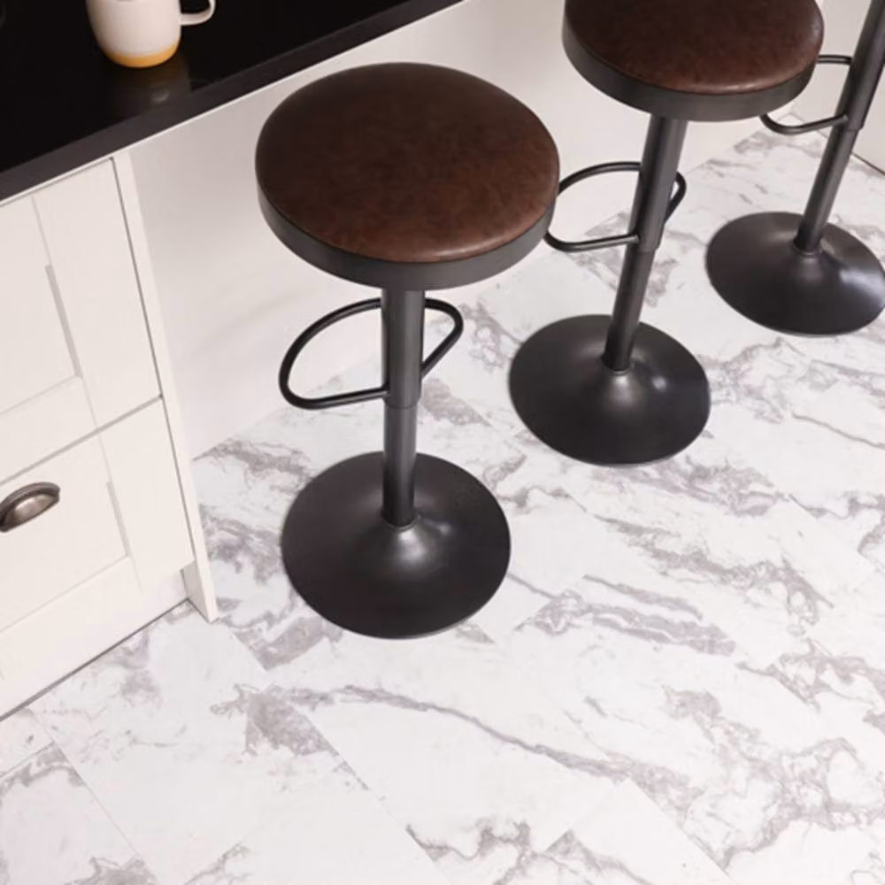 FloorPops Piazza Self Adhesive Vinyl Floor Tiles, White, Pack of 6 (1.12sqm), W: 30.5 cm x D: 60.96 cm – 3