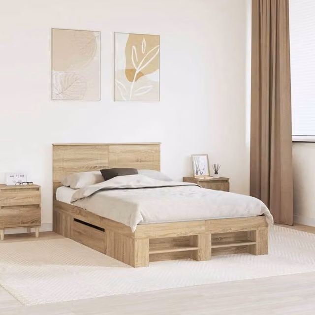 Berkfield Home Sonoma Oak Bed Frame in Brown, W/D/H: 120 x 200 cm – 1