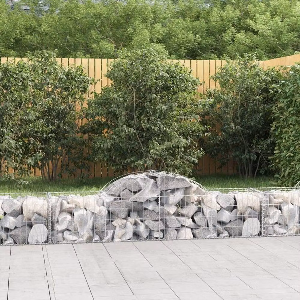 Berkfield Home Decorative Arched Gabion Basket in Silver Galvanised Steel W/D/H: 200 x 50 x 40/60 cm – 2