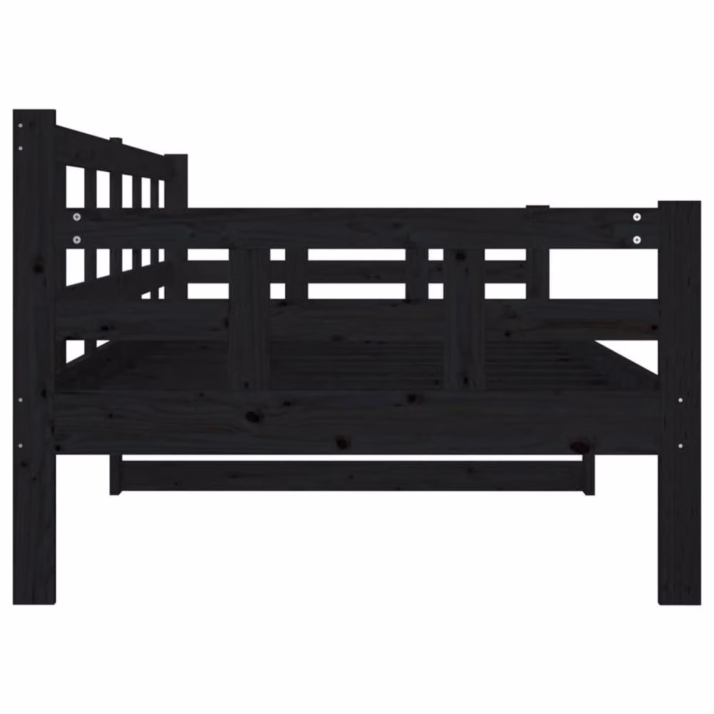Berkfield Home Rustic Black Solid Wood Pine Day Bed W/D/H: 90 x 200 cm – 4