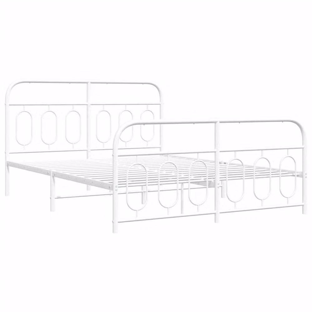 Berkfield Home Metal Bed Frame with Footboard, White, W/D/H: 135 x 190 cm – 3