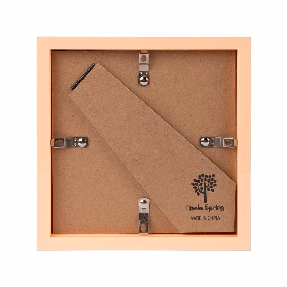 NESTLUNE Set of 5 Square 3D Box Photo Frames in Light Oak Wood, Brown and Beige – 2