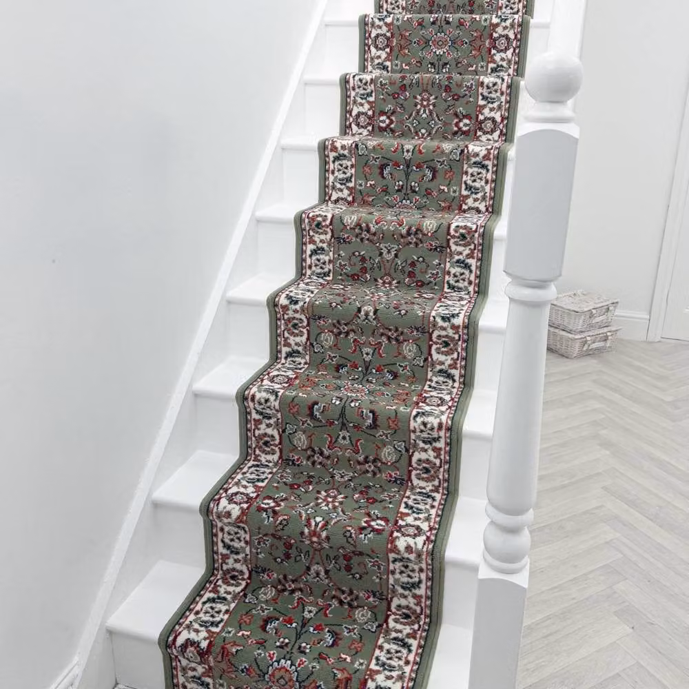 runrug Oriental Stair Runner Rug in Green, W: 80 cm, L: 630 cm – 4