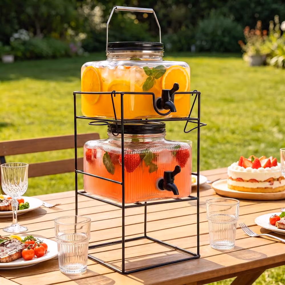 Crystals 7L Glass Drinks Dispenser with Metal Stand and Tap in Clear – 3