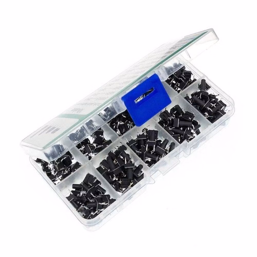 NESTLUNE 200-Piece Tactile Switch Push Button 4-Pin 6x6mm in Silver and Black – 2