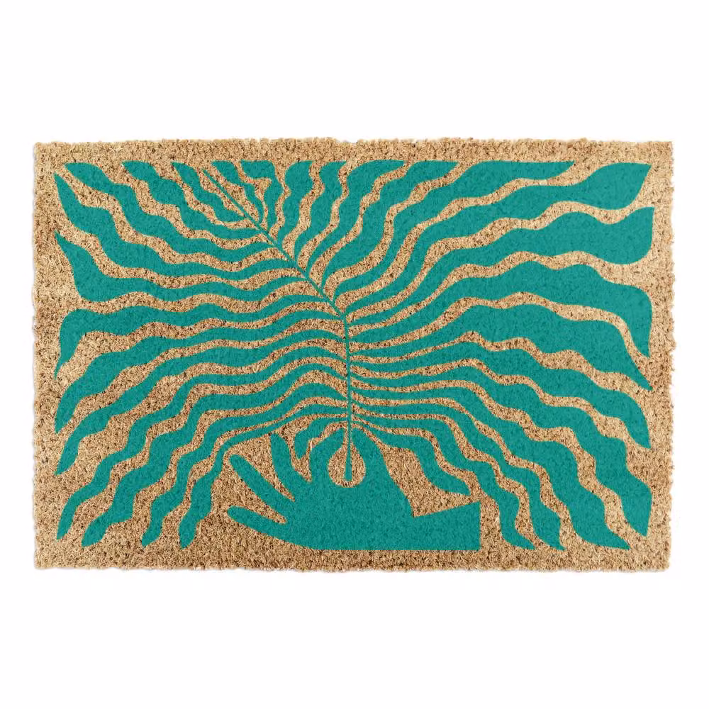 Artsy Mats Elizabeth Olwen Hand Leaf Coir Doormat in Green, W: 60 cm, D: 40 cm – 4