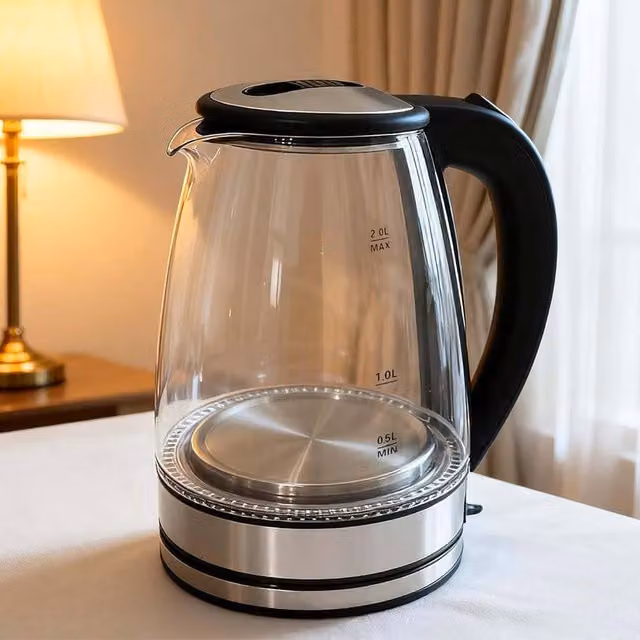 Alivio 1800W Electric Glass Kettle with Auto Shut-Off, 2L, Black