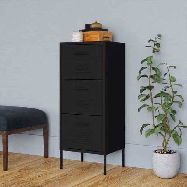 Berkfield Home Industrial Metal Storage Cabinet in Black, W/D/H: 42.5 x 35 x 101.5 cm – 1