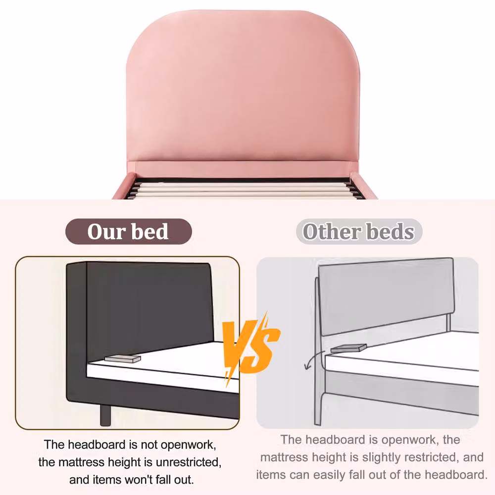 Rolipo Pink Velvet Upholstered Single Bed with Hydraulic Storage W/D/H: 90 x 190 cm – 5