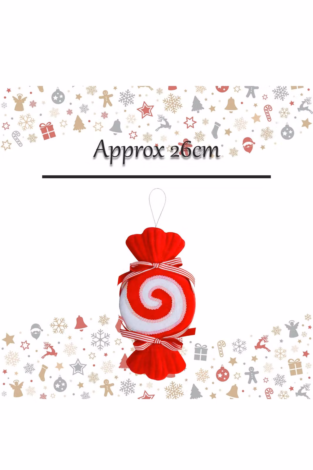 VFM e-Store Red Striped Candy Cane Sweet Christmas Tree Hanging Ornament, Height: 26 cm – 2