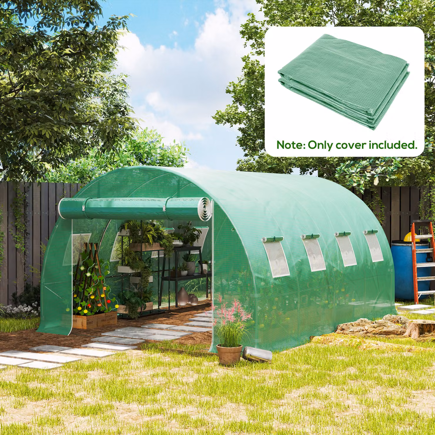 Outsunny Green PE Greenhouse Replacement Cover for Winter Garden Tunnels, W/D/H: 4 x 3 x 2 m – 2