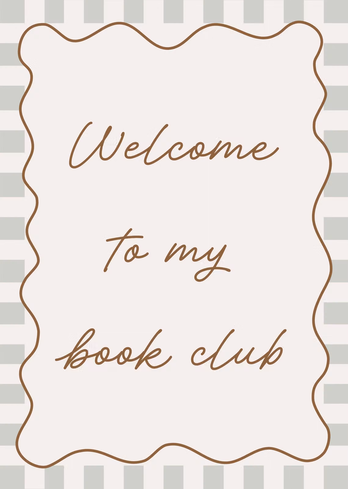 Autumns Corner Welcome To My Book Club Checkerboard Paper Poster in Mustard Yellow, A3 – 2