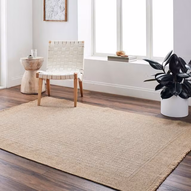 Livabliss Mirage-Cottage Beige Jute-Look In- & Outdoor Rug with Fringes W/D/H: 120 x 170 cm