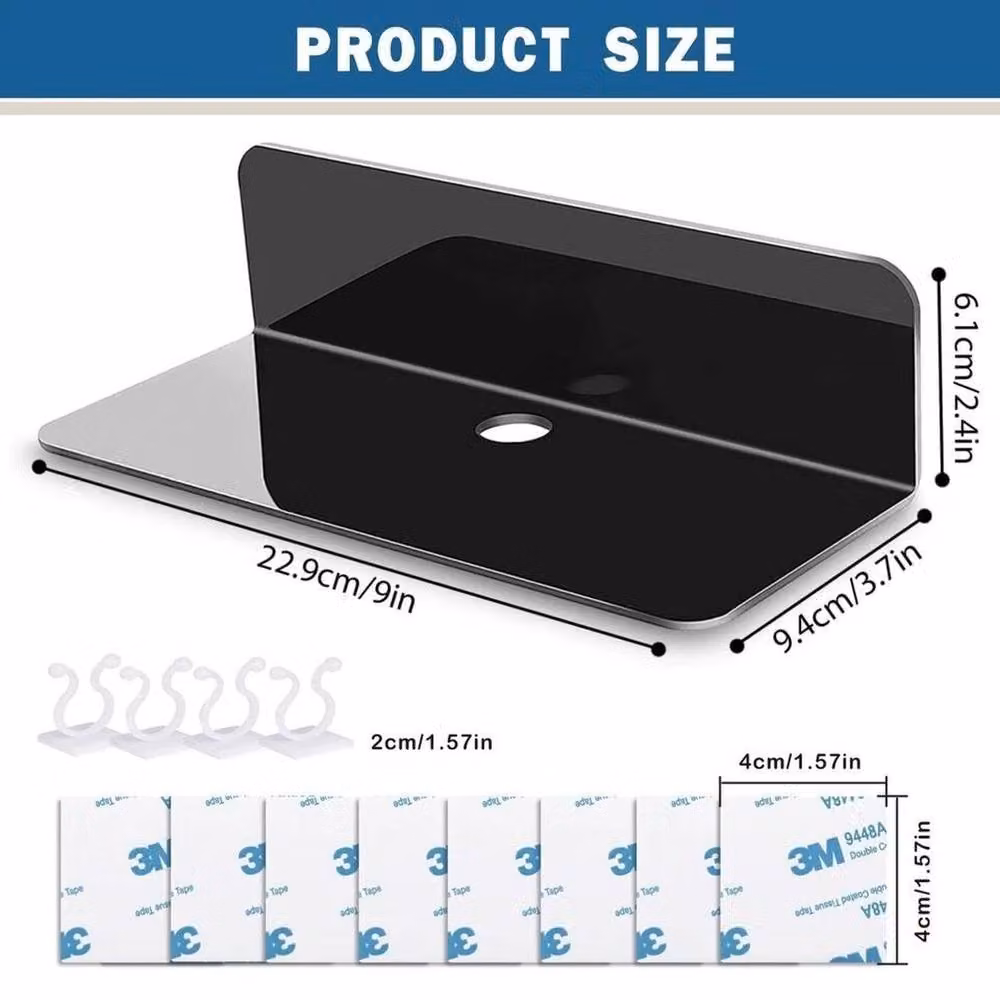 Kelvenix Set of 2 Black Glossy Acrylic Floating Wall Shelves – 1