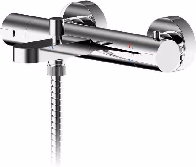 Balterley Pride Round Wall Mounted Thermostatic Shower Mixer Bar Valve with Single Lever Ceramic Disc, Chrome/Silver