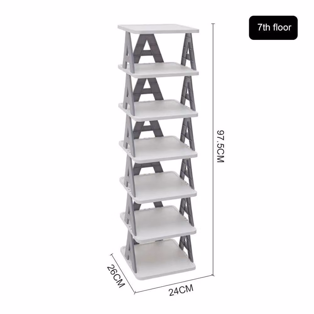 EONLION 7 Tier Stackable Shoe Rack, Grey, W/D/H: 24 x 26 x 97.5 cm – 2