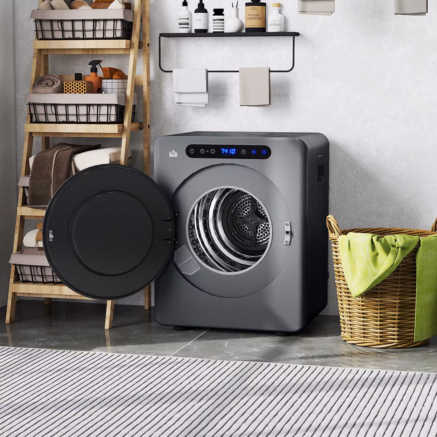 HOMCOM Compact 4kg Freestanding Tumble Dryer in Grey – 9