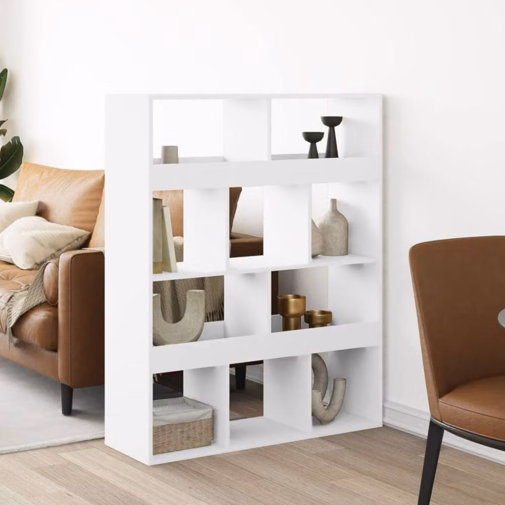 Berkfield Home White Room Divider in Engineered Wood W/D/H: 100 x 33 x 125.5 cm – 2
