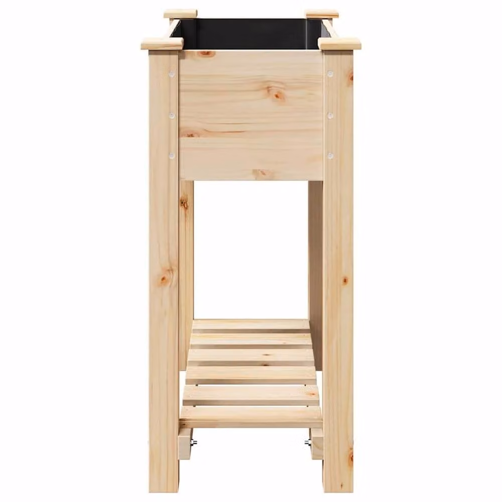 Berkfield Home Elegant Garden Planter with Shelf in Beige Solid Wood, W/D/H: 71 x 37 x 76 cm – 4