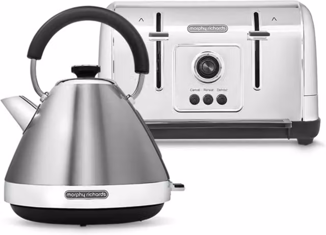 Morphy Richards Venture Stainless Steel Kettle and Toaster Set in Silver