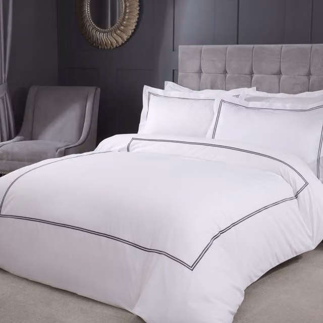 Emma Mayfair Modern Grey Polycotton Duvet Cover and Pillowcase Set, 140 x 200 cm