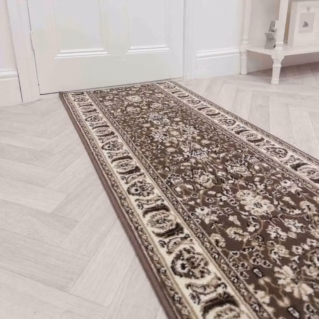 runrug Kashdan Hallway Carpet Runner Rug in Brown, W: 60 cm, L: 300 cm – 1