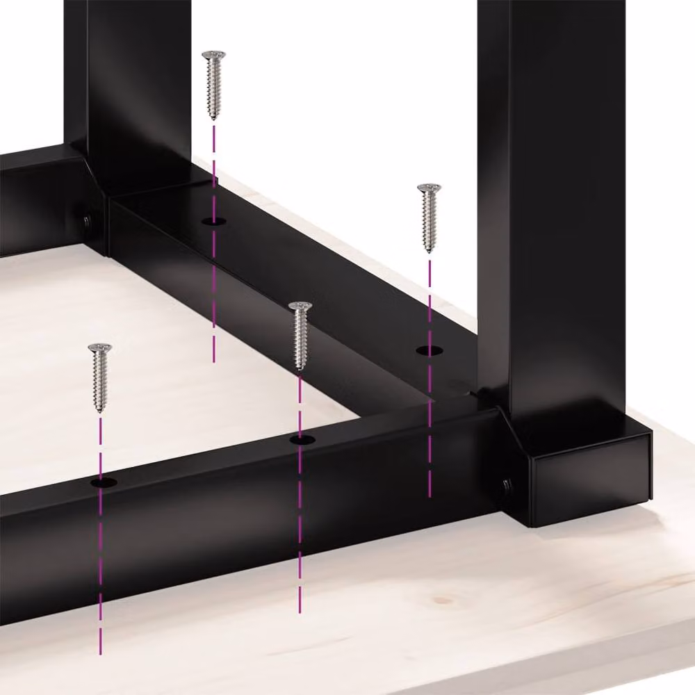 Berkfield Home O-Frame Durable Dining Table Legs in Black Steel, W/D/H: 80 x 40 x 73 cm – 4