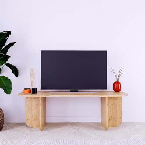 Bimossa Modern Wooden TV Stand in Oak, W: 100 cm, D: 40 cm, H: 42 cm – 2