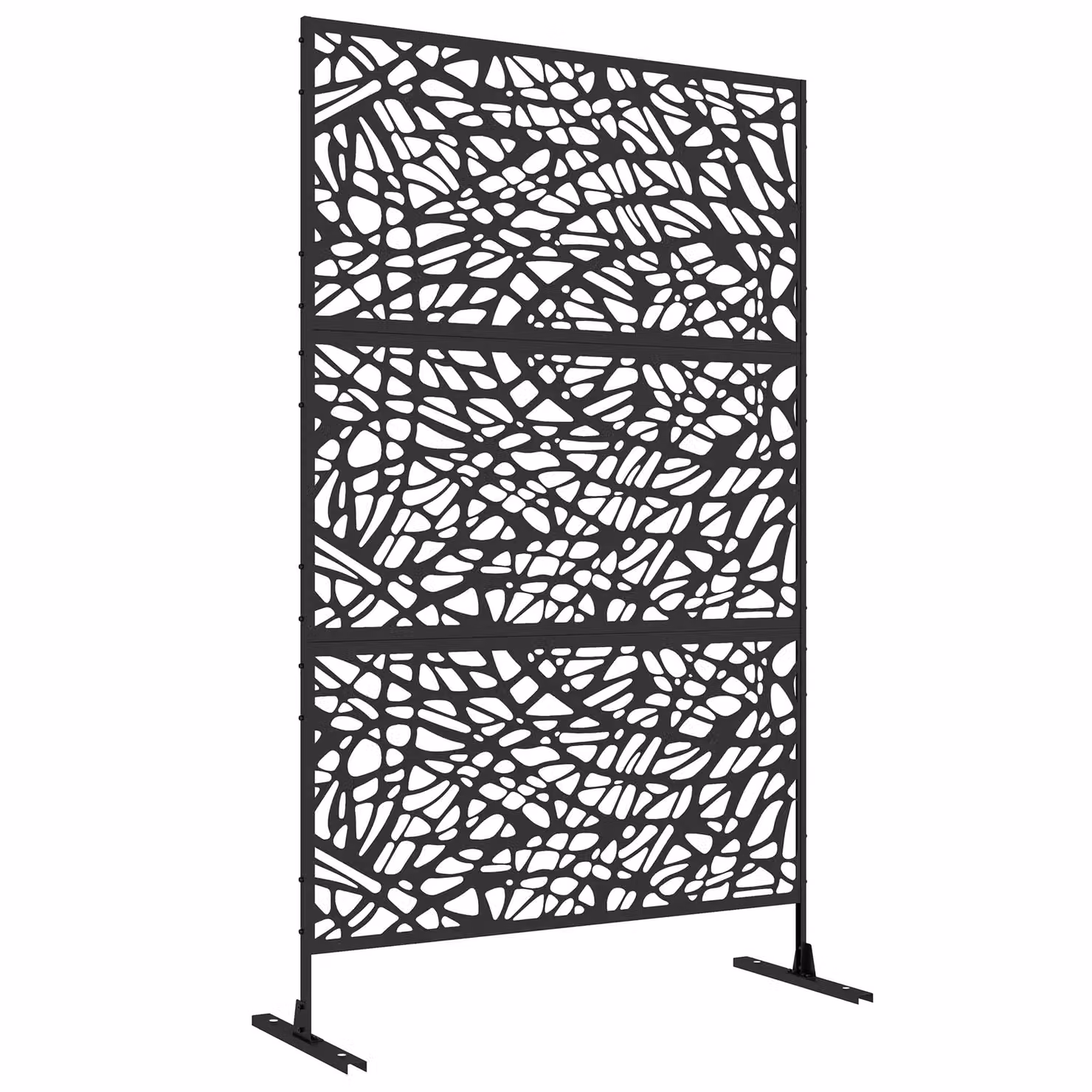 Outsunny Metal Outdoor Privacy Screen Panel with Stand, Black, Height: 198.12 cm – 2