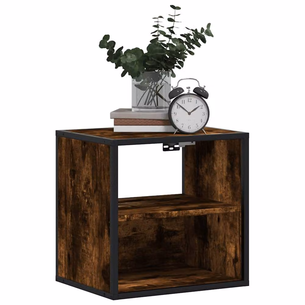 Berkfield Home Wall-mounted Bedside Cabinet in Smoked Oak Brown, W: 40 cm, D: 31 cm, H: 39.5 cm – 2