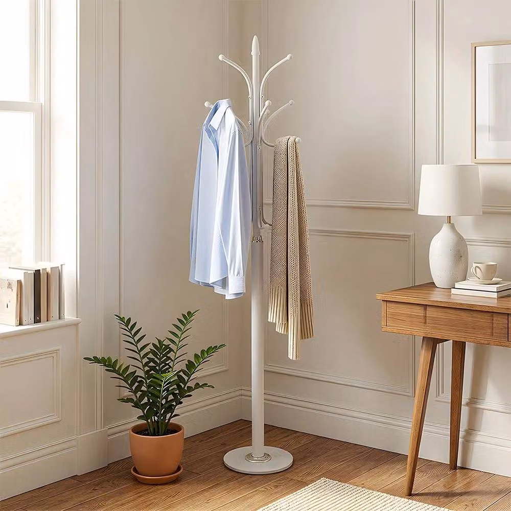 EONLION White Metal Hat Coat Stand and Umbrella Holder with Stone Base, Height: 174.5 cm – 3