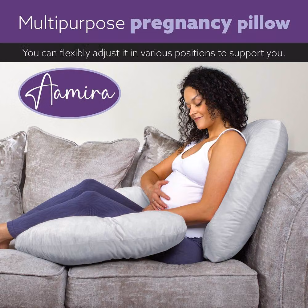 Aamira Light Grey C Shape Memory Foam Pregnancy Maternity Pillow, W/D/H: 140 x 65 x 20 cm – 8